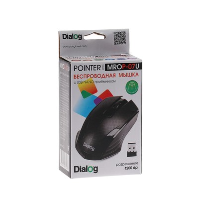 Мышь Dialog MROP-07U Pointer, беспроводная, оптическая, 1200 dpi, 1xAA, USB, чёрная