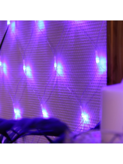 Гирлянда «Сеть» 1.6×1.6 м, IP20, прозрачная нить, 144 LED, 8 режимов, 220 В, свечение синее