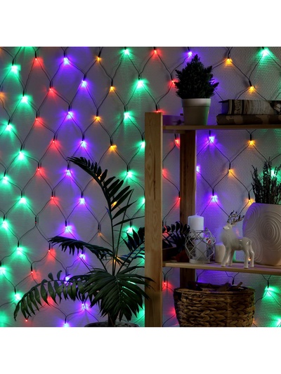 Гирлянда «Сеть» 2×2 м, IP20, тёмная нить, 224 LED, 8 режимов, 220 В, свечение мульти