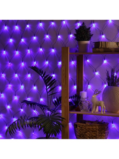 Гирлянда «Сеть» 2×2 м, IP20, тёмная нить, 224 LED, 8 режимов, 220 В, свечение синее