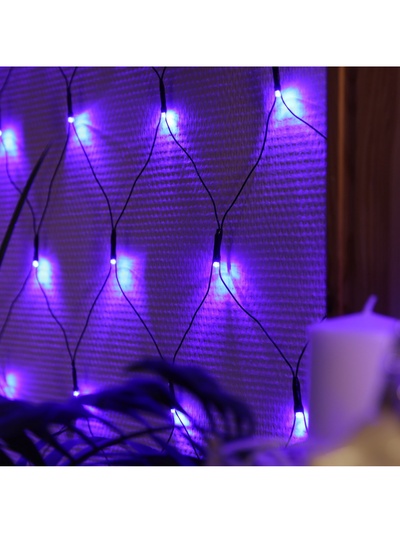Гирлянда «Сеть» 2×2 м, IP20, тёмная нить, 224 LED, 8 режимов, 220 В, свечение синее