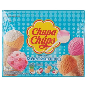 Карамель Chupa-Chups со вкусом мороженого, 12 г (комплект 100 шт)