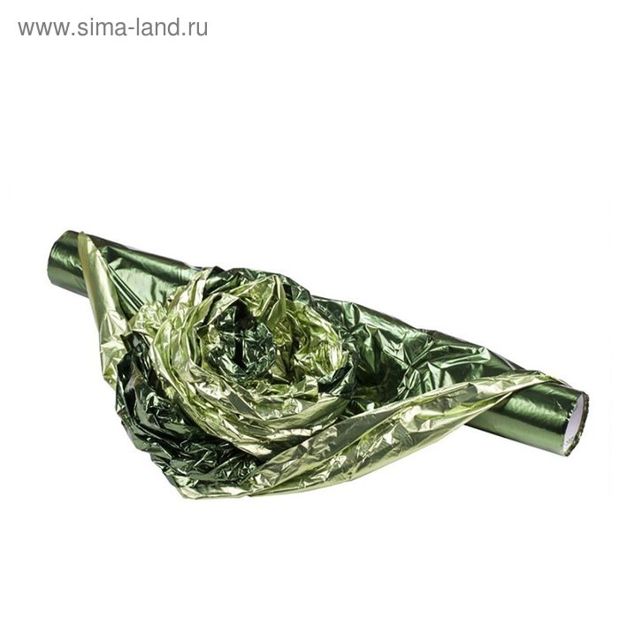Полисилк металлизированный, салатовый-зеленый, 0,5 х 10 м - Фото 1