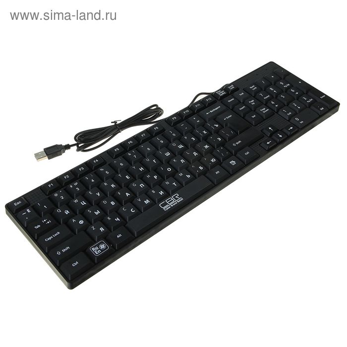 Клавиатура CBR KB 110, проводная, мембранная, поверхность под карбон, USB, черная - Фото 1