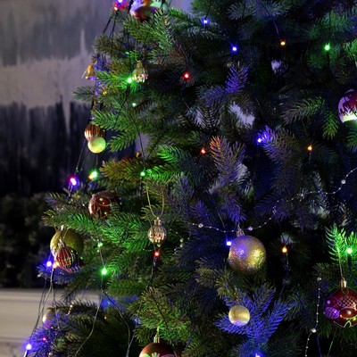 Гирлянда «Сеть» d=95 см с кольцом на ёлку, IP20, тёмная нить, 224 LED, 8 режимов, 220 В, свечение мульти