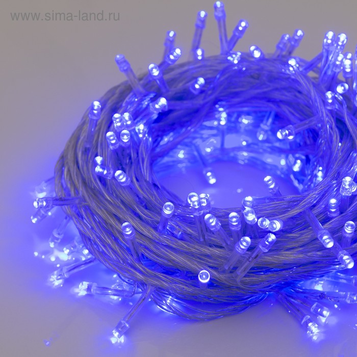 Гирлянда "Нить" 15 м, LED-180-220V, 8 режимов, нить прозрачная, свечение синее - Фото 1