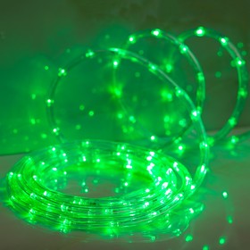 Световой шнур Luazon Lighting 10 мм, IP65, 5 м, 24 LED/м, 220 В, 8 режимов, свечение зелёное