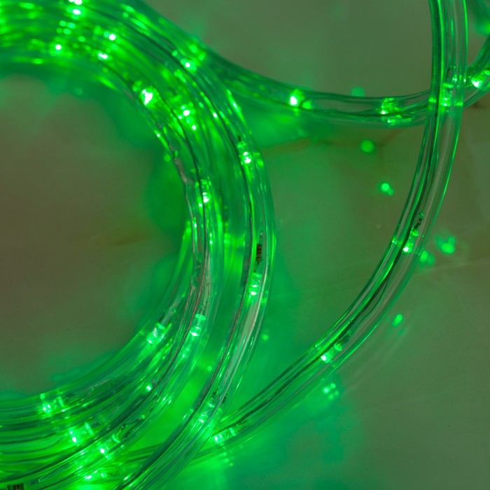 Световой шнур Luazon Lighting 10 мм, IP65, 5 м, 24 LED/м, 220 В, 8 режимов, свечение зелёное - фото 1883273097