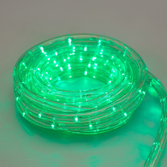 Световой шнур Luazon Lighting 10 мм, IP65, 5 м, 24 LED/м, 220 В, 8 режимов, свечение зелёное - фото 1883273098