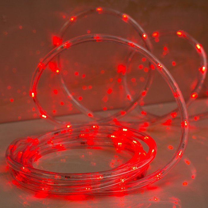 Световой шнур Luazon Lighting 10 мм, IP65, 5 м, 24 LED/м, 220 В, 8 режимов, свечение красное - фото 1883273106