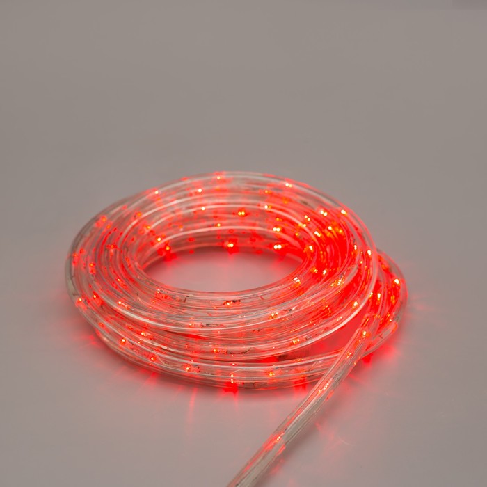 Световой шнур Luazon Lighting 10 мм, IP65, 5 м, 24 LED/м, 220 В, 8 режимов, свечение красное - фото 1905380913