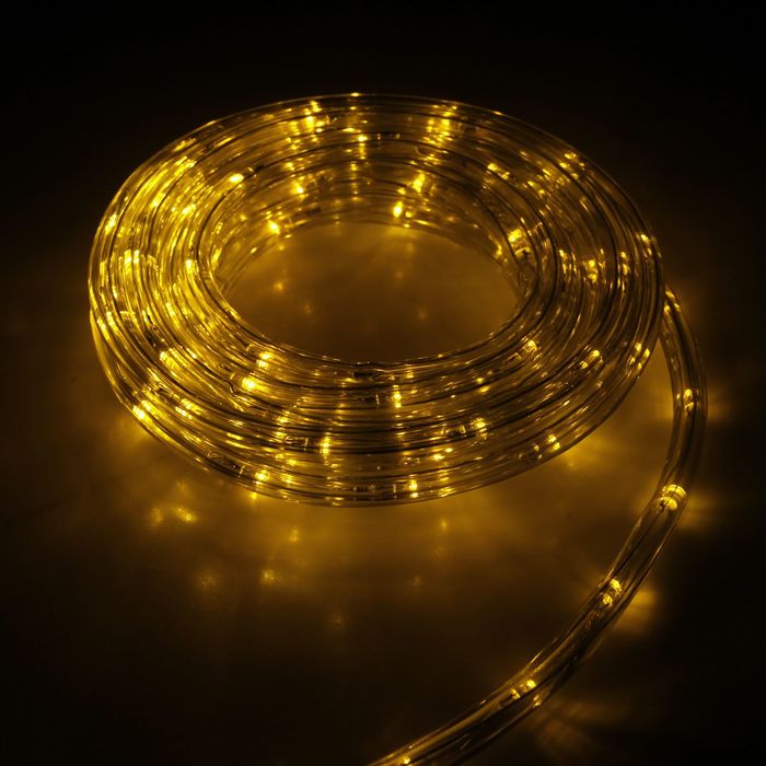 Световой шнур Luazon Lighting 10 мм, IP65, 5 м, 24 LED/м, 220 В, 8 режимов, свечение жёлтое - фото 1905380919