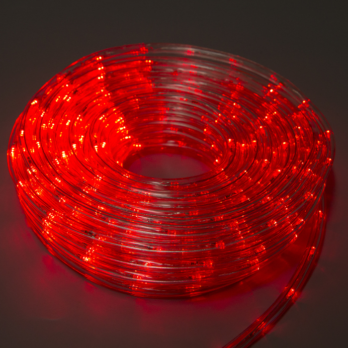 Световой шнур Luazon Lighting 10 мм, IP65, 20 м, 24 LED/м, 220 В, 8 режимов, свечение красное - фото 1883273236