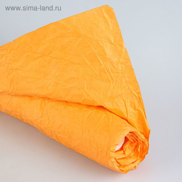 Бумага упаковочная "Де люкс" со шнурком, жатая, оранжевая, 70 х 200 см - Фото 1