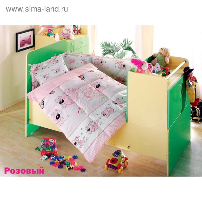 Постельное бельё SEVIMLI детское, размер 100х150, 100x150, 35x45-2 шт., бязь 115 г/м², цвет розовый - Фото 1