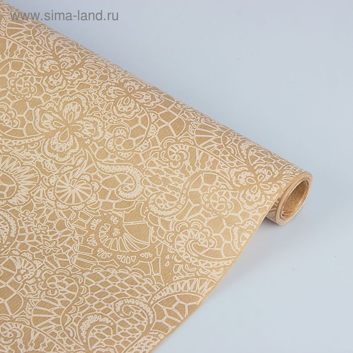 Бумага упаковочная крафт "Кружево белое", ламинированная, 0,7 x 10 м - Фото 1