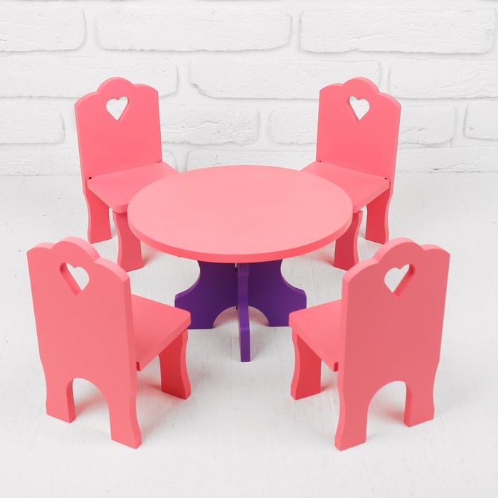 Мебель кукольная «Столик со стульчиками», 5 деталей - фото 1906830575