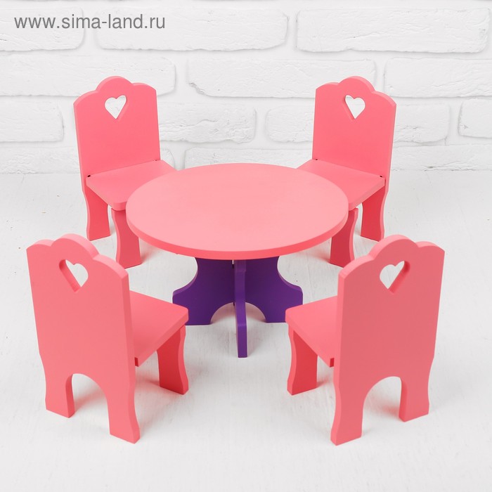 Мебель кукольная «Столик со стульчиками», 5 деталей - Фото 1