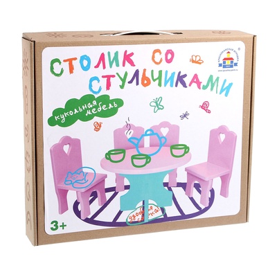 Мебель кукольная Краснокамская игрушка «Столик со стульчиками», 5 деталей