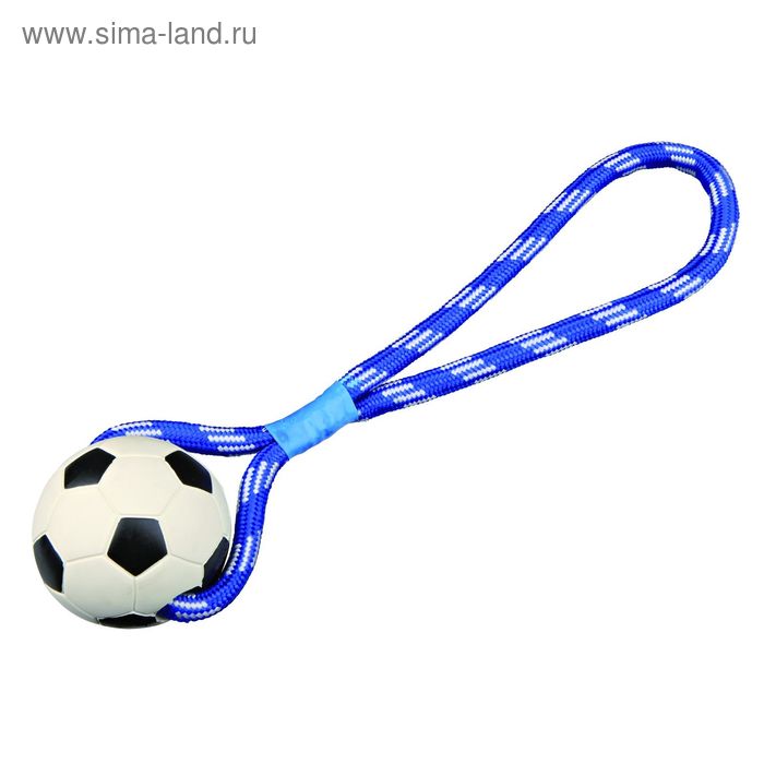 Футбольный резиновый мяч Trixie на веревке, ø 8/35 см, микс - Фото 1
