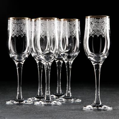 Набор бокалов для шампанского «Боярский», стеклянный, 200 мл, 6 шт