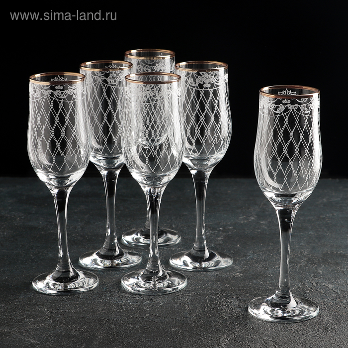 Набор бокалов для шампанского «Винтаж», 190 мл, 6 шт - Фото 1