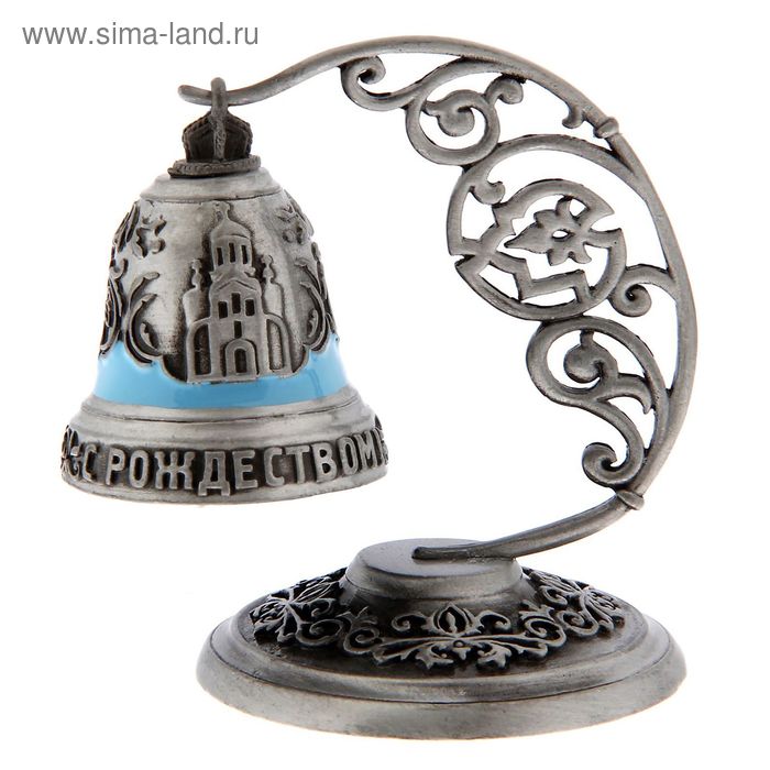 Колокольчик рождественский на подставке "Храм", металл, заливка краской - Фото 1