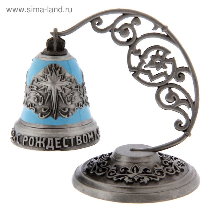 Колокольчик рождественский на подставке "Звезда", металл, заливка краской - Фото 1