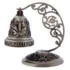 Колокольчик рождественский на подставке "Свеча", металл, заливка краской - Фото 1