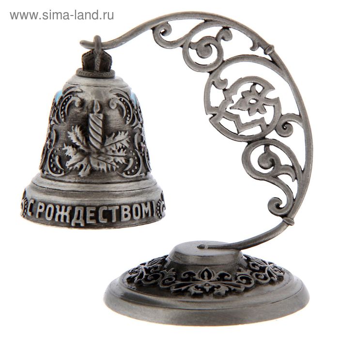 Колокольчик рождественский на подставке "Свеча", металл, заливка краской - Фото 1