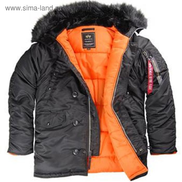 Куртка Slim Fit N-3B Parka black/orange w/black fur Alpha Industries 2XL - Фото 1