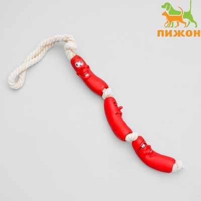 Игрушка резиновая «3 сосиски» на канате, 50 см, микс