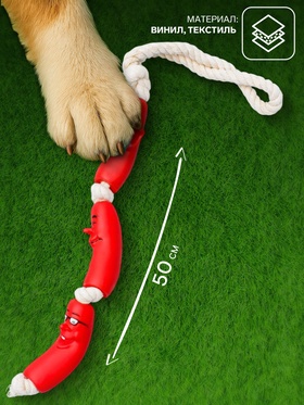 Игрушка для собак «3 сосиски», 50 см, на канате, винил, цвет МИКС