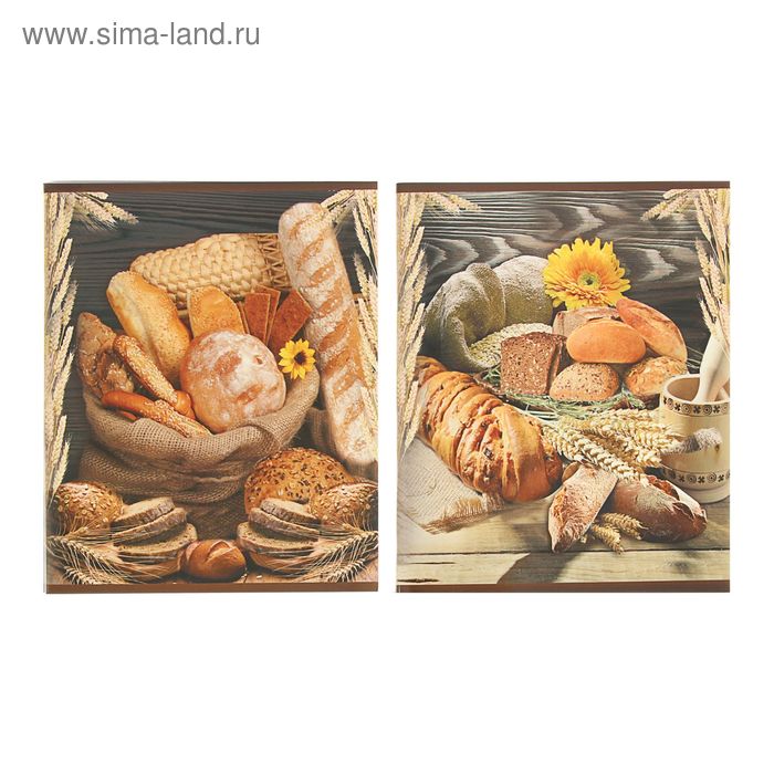 Тетрадь 96 листов клетка "Хлеб", картонная обложка, УФ-лак, МИКС - Фото 1