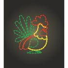 Светодиодное панно "СИМВОЛ ГОДА ПЕТУХ",  1,5 х 1,35 м, led-шнур 24 м, 70 Вт, металл. каркас   181508 - Фото 1
