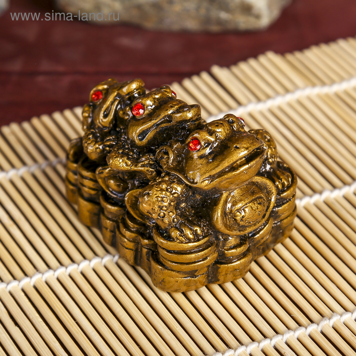 Нэцкэ бронза "Жабы паровозиком" 5 х 4 х 6,5 см - Фото 1