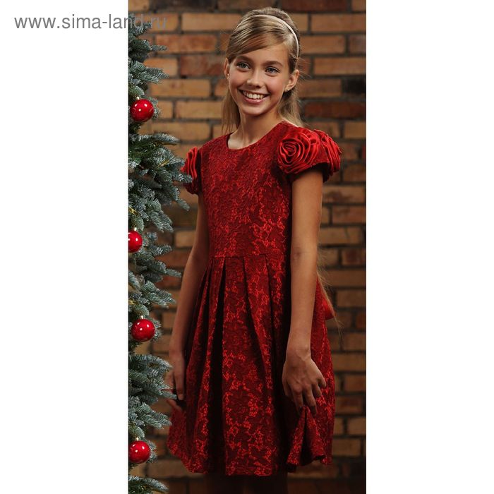 Платье нарядное для девочки, рост 146 см, цвет красный - Фото 1