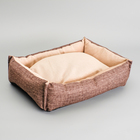 Лежанка под замшу с двусторонней подушкой,  54 х  42 х  11 см, мебельная ткань, микс цветов - Фото 2