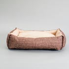 Лежанка под замшу с двусторонней подушкой,  54 х  42 х  11 см, мебельная ткань, микс цветов - Фото 3