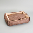 Лежанка под замшу с двусторонней подушкой,  54 х  42 х  11 см, мебельная ткань, микс цветов - Фото 5