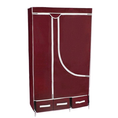 Шкаф для одежды и обуви 95×45×165 см, 3 ящика, цвет бордовый