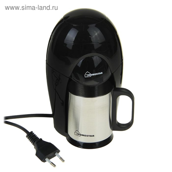 Кофеварка HOMESTAR HS-2009, 350 Вт, 1 чашка, резервуар 120 мл, черная - Фото 1