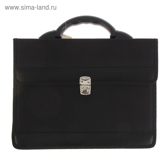 Портфель деловой 350×260×100 мм, текстильный, 2 отделения, «Приморск» чёрный, 1С111 - Фото 1
