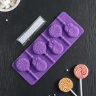 Форма для леденцов Доляна «Улыбка», силикон, 25×9.5 см, 5 ячеек, с палочками, МИКС - Фото 9