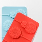 Форма для леденцов Доляна «Улыбка», силикон, 25×9.5 см, 5 ячеек, с палочками, МИКС - Фото 6