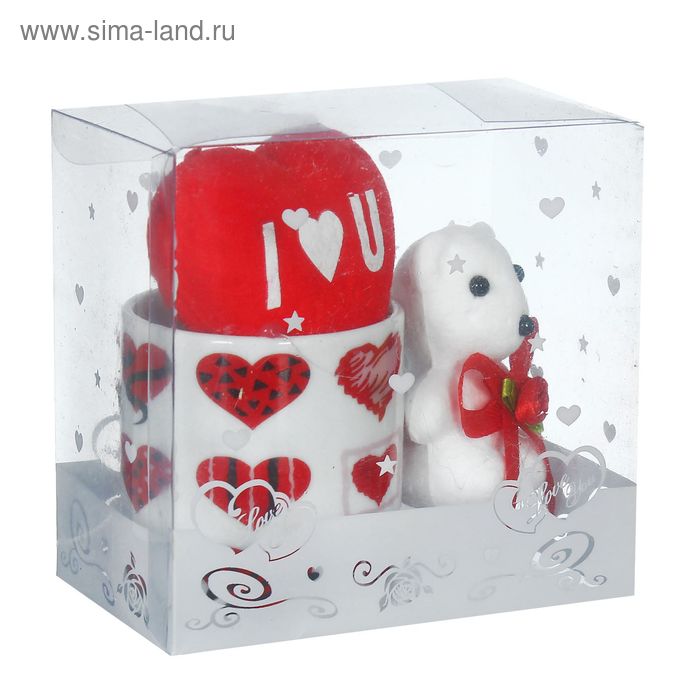 Подарочный набор "Любовь" в набор входят: медведь, сердце, кружка, в коробке - Фото 1