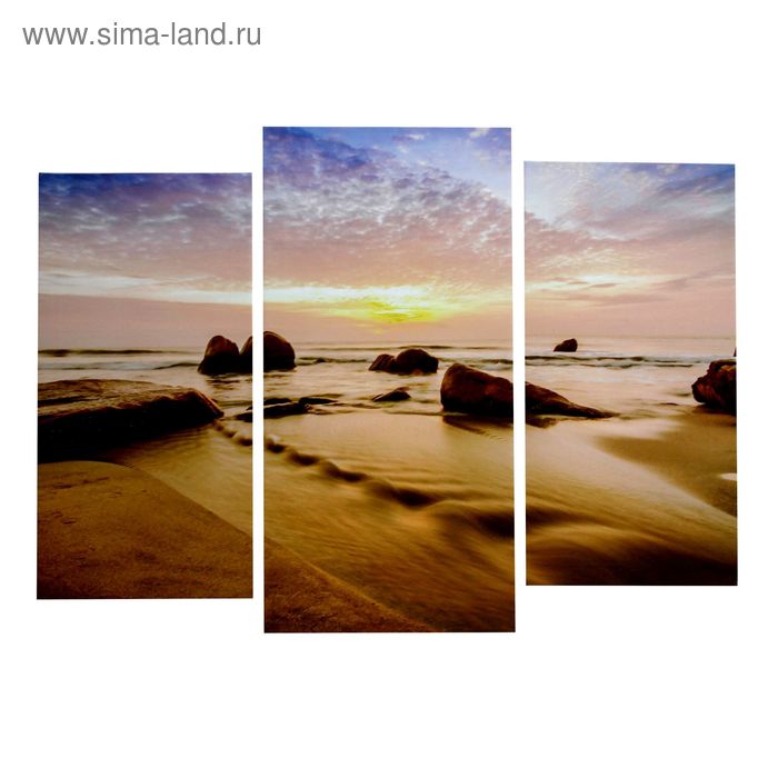Картина модульная на подрамнике "Песчаный берег" 2шт-25х50, 1шт-30х60 ;60*80 см - Фото 1