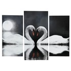 Картина модульная на подрамнике "Лебеди в ночи" 2шт-25х50, 1шт-30х60 ;60*80 см - Фото 1