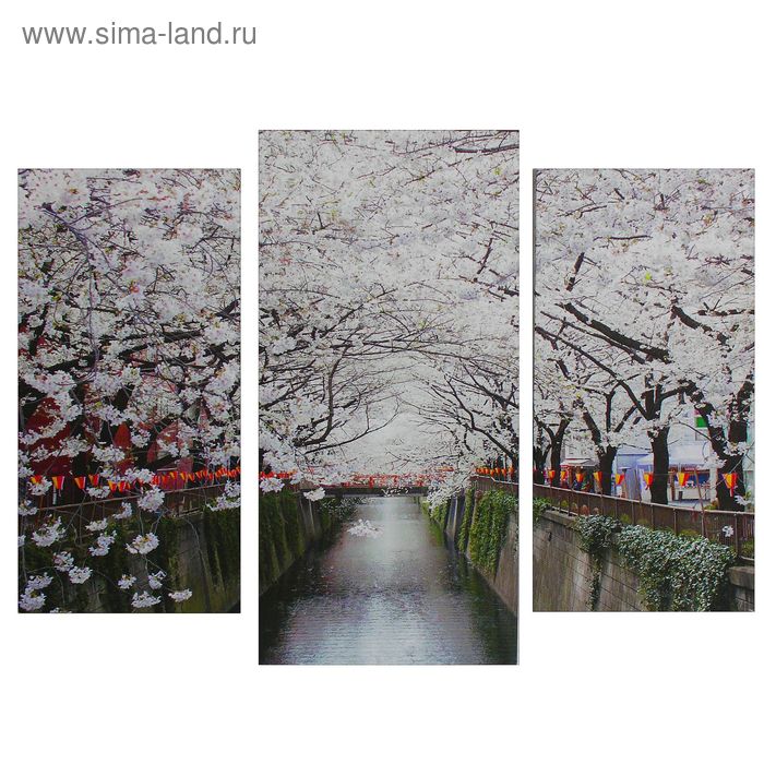 Картина модульная на подрамнике "Яблони в цвету" 2шт-25х50, 1шт-30х60 ;60*80 см - Фото 1