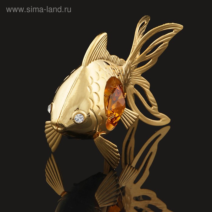 Сувенир «Золотая рыбка», 6×3×4,5 см, с кристаллами - Фото 1